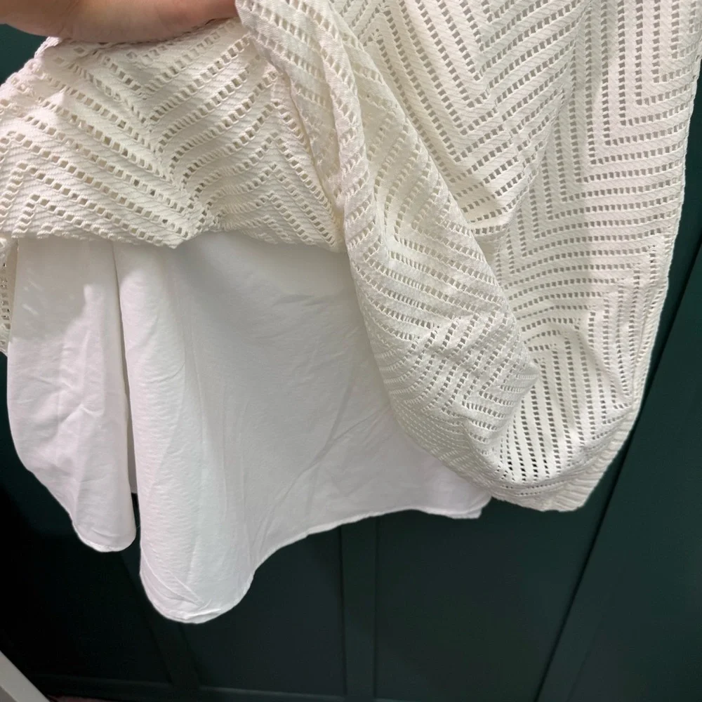 Tory Burch White Sleeveless Eyelet Flare Dress